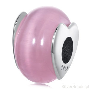 Srebrny charms ze szkła Murano z sercem srebrny koralik beads srebro 925