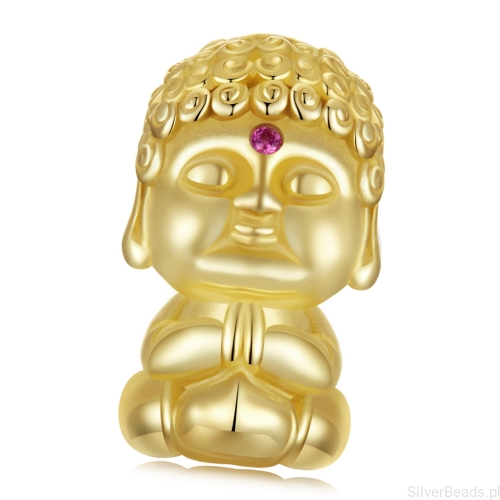 Srebrny pozłacany charms Budda koralik srebro 925 beads