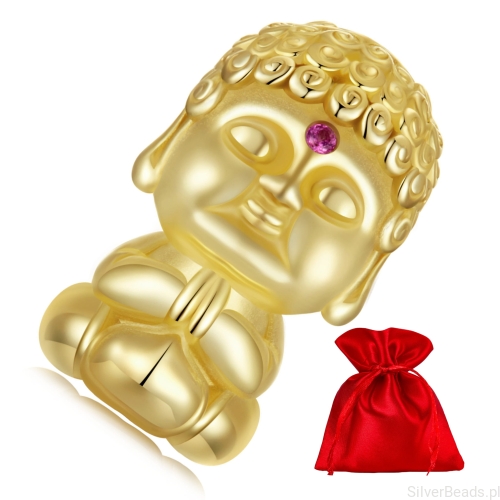 Elegancki satynowy woreczek gratis do każdego zamówienia koralików charms pozłacany Budda