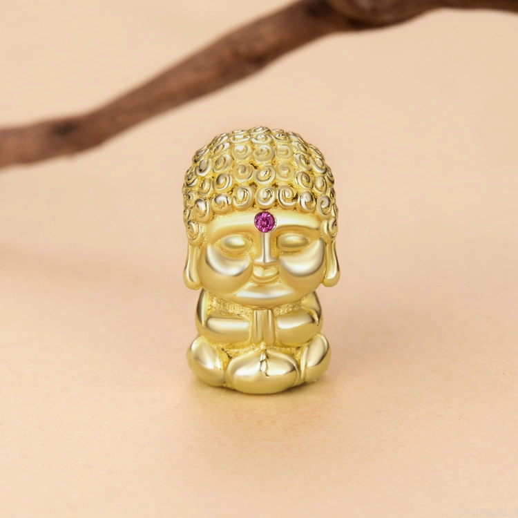 Srebrny koralik charms pozłacany Budda