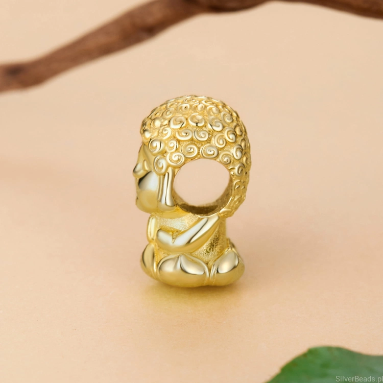 Charms ze srebra próby 925 pozłacany Budda