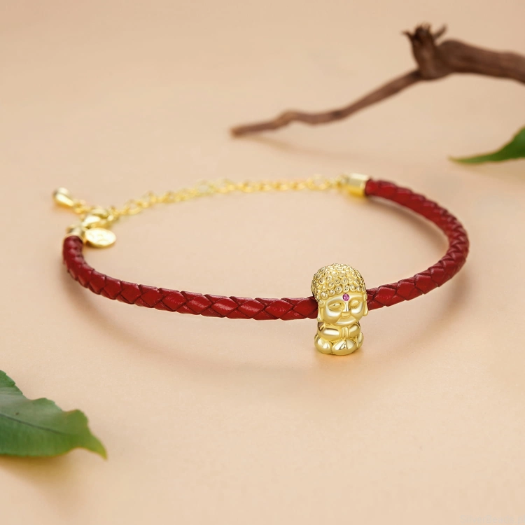 Srebrna modułowa bransoletka typu Pandora i charms pozłacany Budda