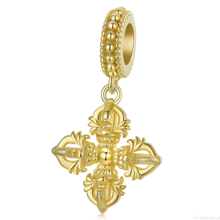 Srebrna zawieszka pozłacana Wadżra ,,Vajra" beads koraliki srebro 925