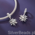 Charms srebro 925 śnieżynka z kolorowymi kryształkami  koralik do bransoletki modułowej charms