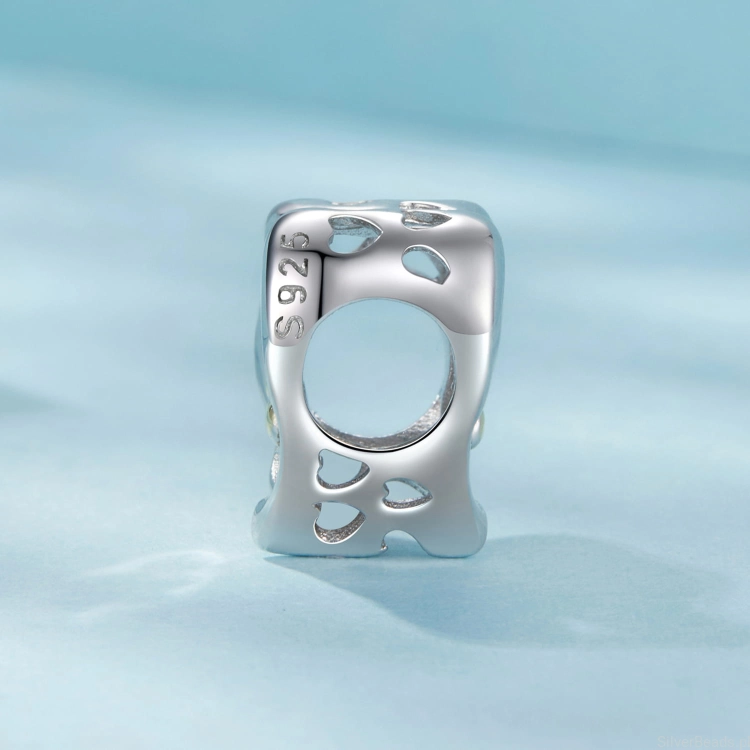 Charms srebro 925 serce z pozłacaną łapką koralik do bransoletki modułowej charms