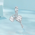 Srebrna zawieszka charms kluczyk z kłódką i grawerem