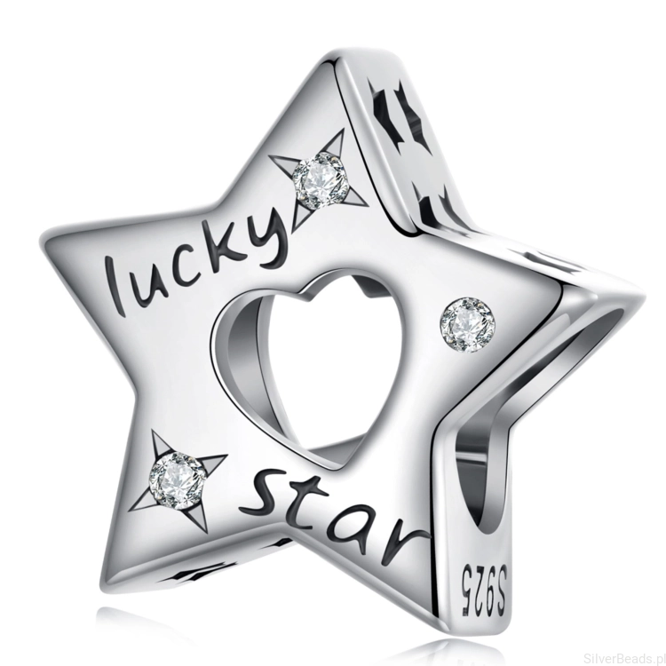 Srebrny charms szczęśliwa gwiazdka koralik beads srebro 925