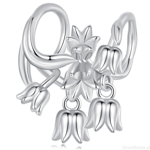 Srebrny charms z wiszącymi liliami koralik beads srebro 925