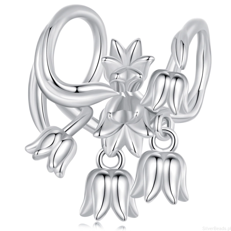 Srebrny charms z wiszącymi liliami koralik beads srebro 925
