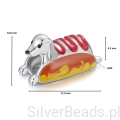 Wymiary koralika charms ze srebra próby 925 beads  jamnik hot dog