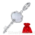 Elegancki satynowy woreczek gratis do każdego zamówienia koralików charms Srebrna zawieszka kluczyk z masą perłową srebro 925 beads koraliki