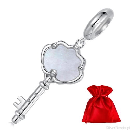 Elegancki satynowy woreczek gratis do każdego zamówienia koralików charms Srebrna zawieszka kluczyk z masą perłową srebro 925 beads koraliki