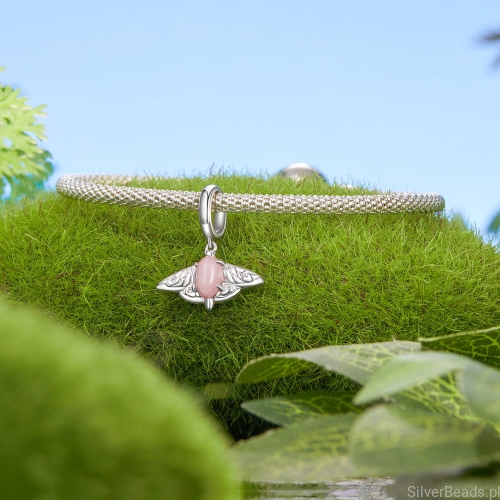 Charms srebro 925 ćma świecąca w ciemności koralik do bransoletki modułowej charms