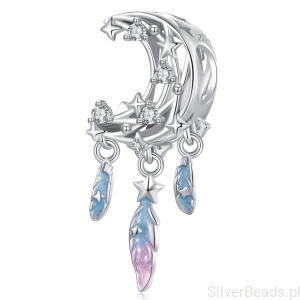 Srebrny charms księżycowy łapacz snów koralik beads srebro 925
