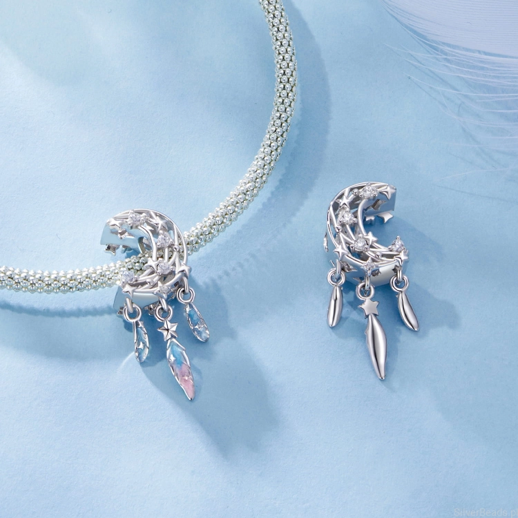 Charms ze srebra próby 925 księżycowy łapacz snów