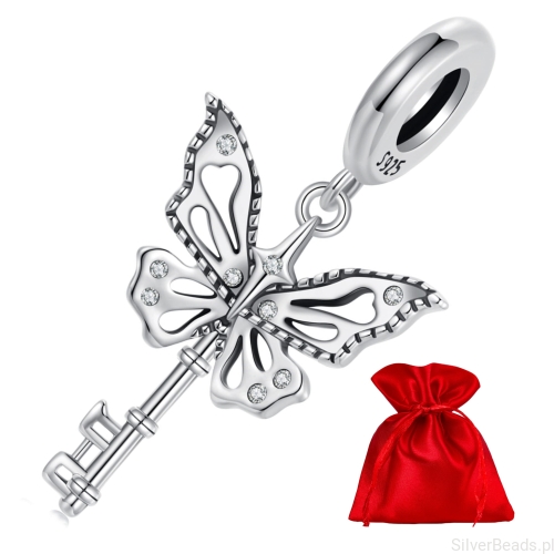 Elegancki satynowy woreczek gratis do każdego zamówienia koralików charms  motyli klucz