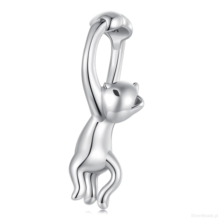 Srebrny charms kotek z serduszkiem koralik beads srebro 925