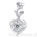 Srebrna zawieszka serce z róży srebro 925 beads koralik