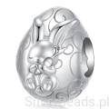 Srebrny charms wielkanocny króliczek w jajku beads srebro 925