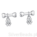 Srebrne kolczyki kostki z wiszącymi łapkami sztyfty srebro 925