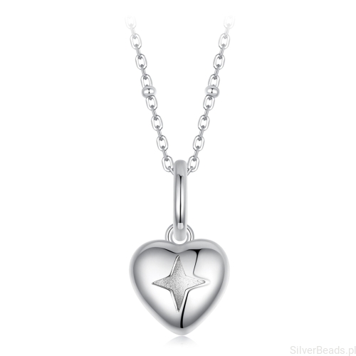 Srebrny naszyjnik serce w gwiazdki z grawerem ,,Love" srebro 925