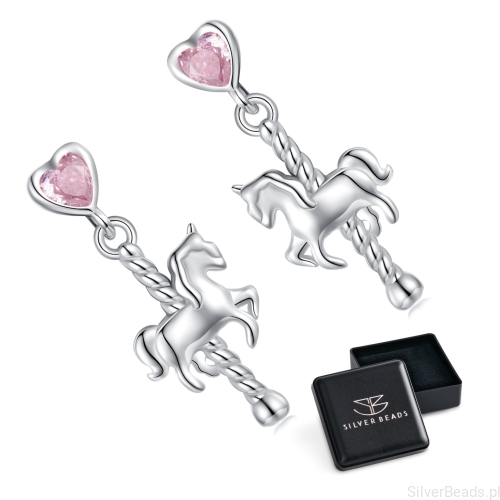 Kopia Eleganckie prezentowe pudełeczko gratis. Kolczyki koniki z serduszkami