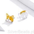 idealne na prezent srebrne kolczyki pieski Corgi