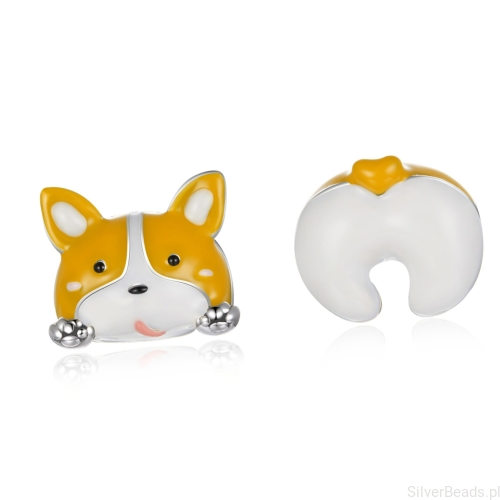 Srebrne kolczyki urocze pieski Corgi sztyfty srebro 925