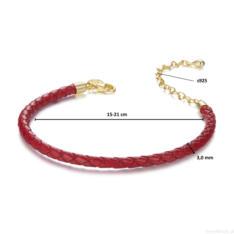 Rozmiar srebrnej bransoletki modułowej regulowana 15-21 cm pozłacana