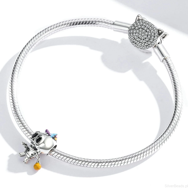 srebrny charms próba 925 halloweenowy kościotrup