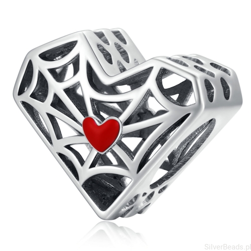 Srebrny charms pajęcze serce beads srebro 925