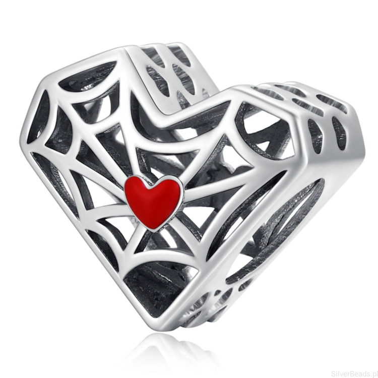 Srebrny charms pajęcze serce beads srebro 925