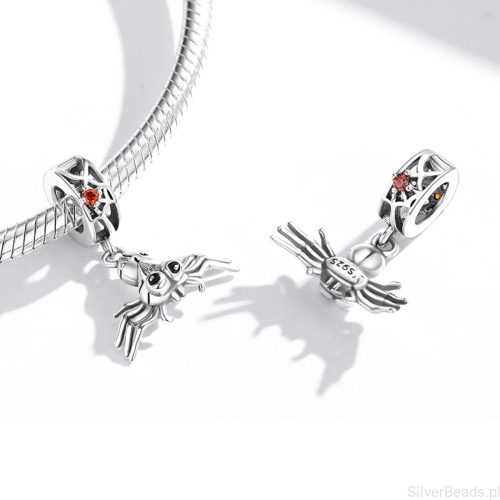 Charms srebro 925 szalony pajączek koralik do bransoletki modułowej charms