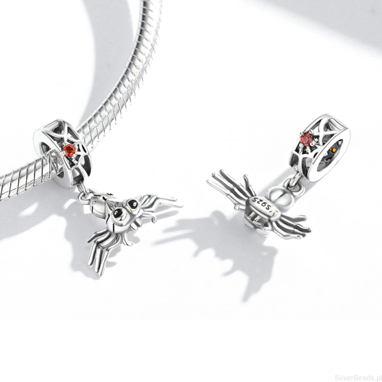 Charms srebro 925 szalony pajączek koralik do bransoletki modułowej charms