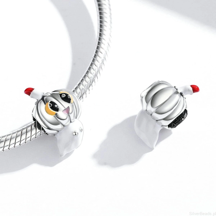 Charms srebro 925 duszek przebrany za dynię koralik do bransoletki modułowej charms