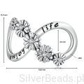 Wymiary koralika charms ze srebra próby 925 beads  znak nieskończoności ozdobiony kwiatami