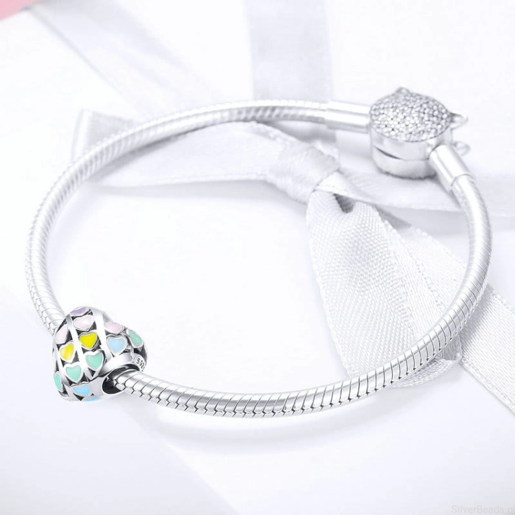 Uniwersalny charms tęczowe serduszko do bransoletek modułowych Pandora, Apart, Yes, Kruk i innych.