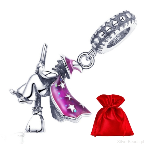 Elegancki satynowy woreczek gratis do każdego zamówienia koralików charms  czarownica na miotle