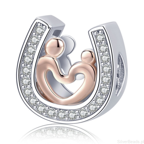 Srebrny charms szczęśliwa para na podkowie beads srebro 925 koralik
