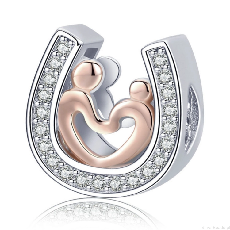 Srebrny charms szczęśliwa para na podkowie beads srebro 925 koralik