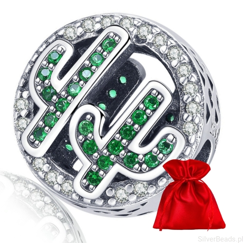 Elegancki satynowy woreczek gratis do każdego zamówienia koralików charms zielone kryształowe kaktusy