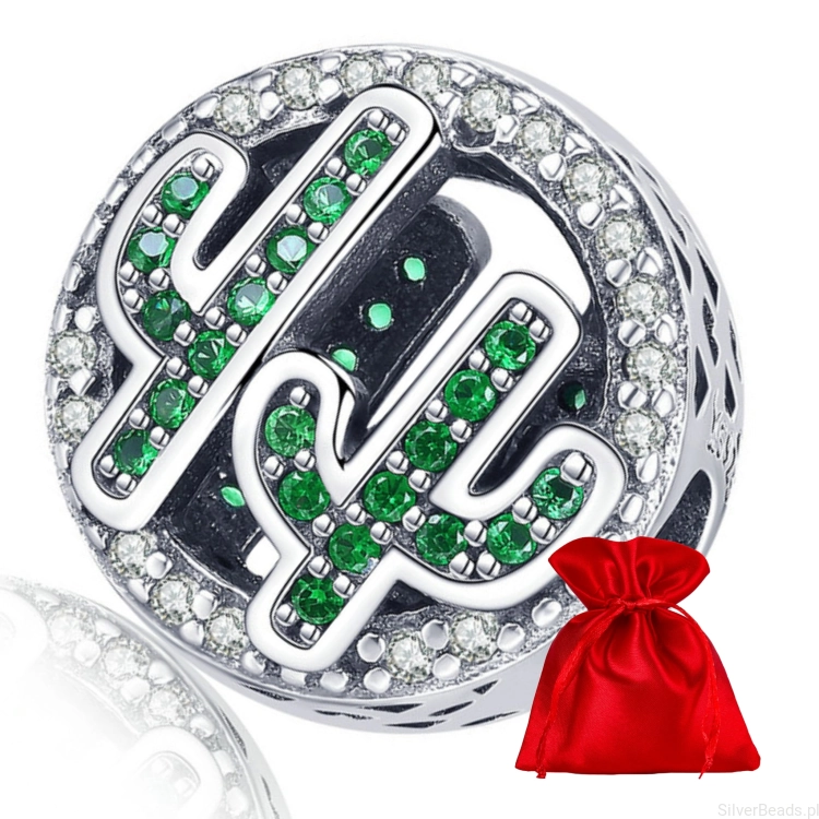 Elegancki satynowy woreczek gratis do każdego zamówienia koralików charms zielone kryształowe kaktusy