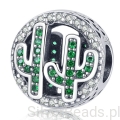 Srebrny charms zielone kryształowe kaktusy beads srebro 925 koralik