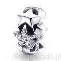 Srebrny charms gwiazdy ozdobione kryształkami beads srebro 925 koralik