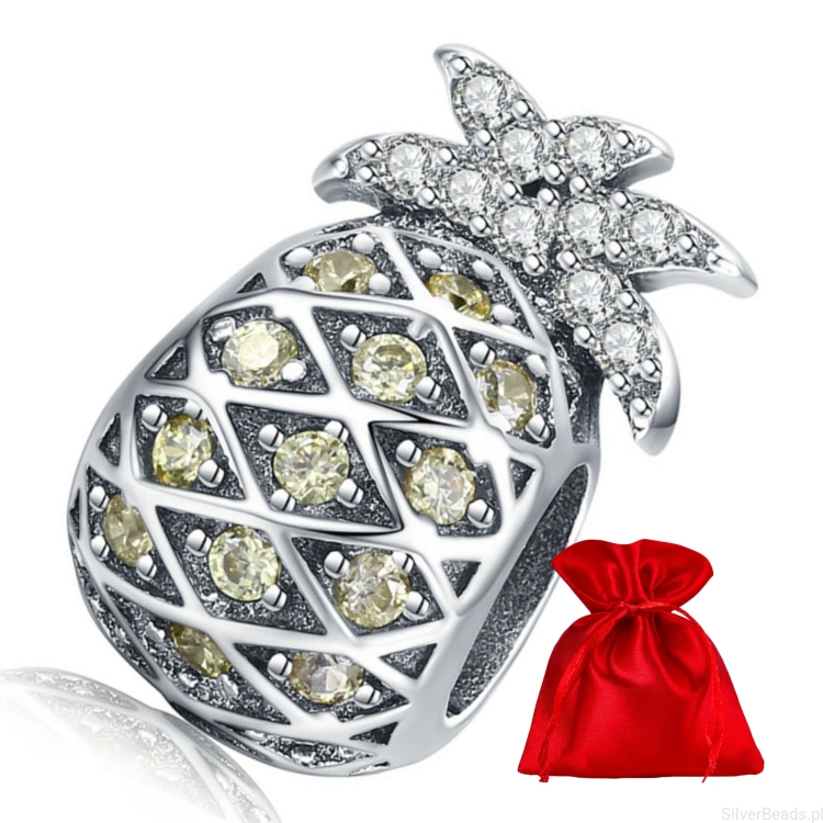Elegancki satynowy woreczek gratis do każdego zamówienia koralików charms kryształowy ananas