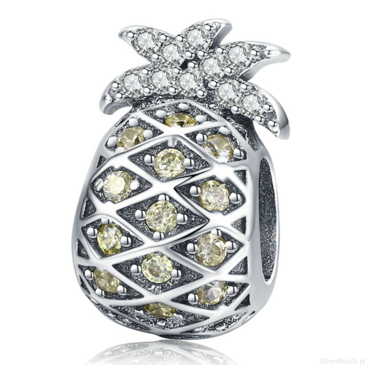 Srebrny charms kryształowy ananas beads srebro 925 koralik