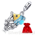 Elegancki satynowy woreczek gratis do każdego zamówienia koralików charms Srebrny charms kolorowa rybka zawieszka beads srebro 925