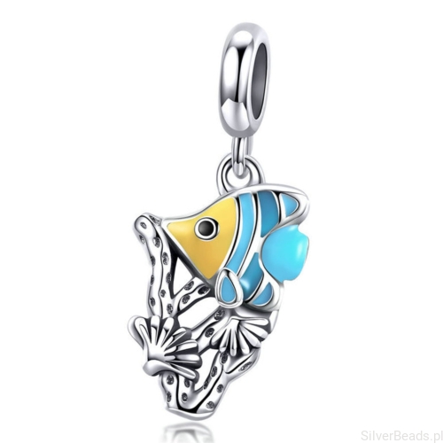 Srebrny charms kolorowa rybka zawieszka beads srebro 925