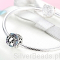 Srebrna modułowa bransoletka typu Pandora i charms dwa urocze pingwinki