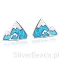 Srebrne kolczyki góry z ośnieżonymi szczytami sztyfty srebro 925